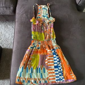 Multicolored abstract sleeveless minidress